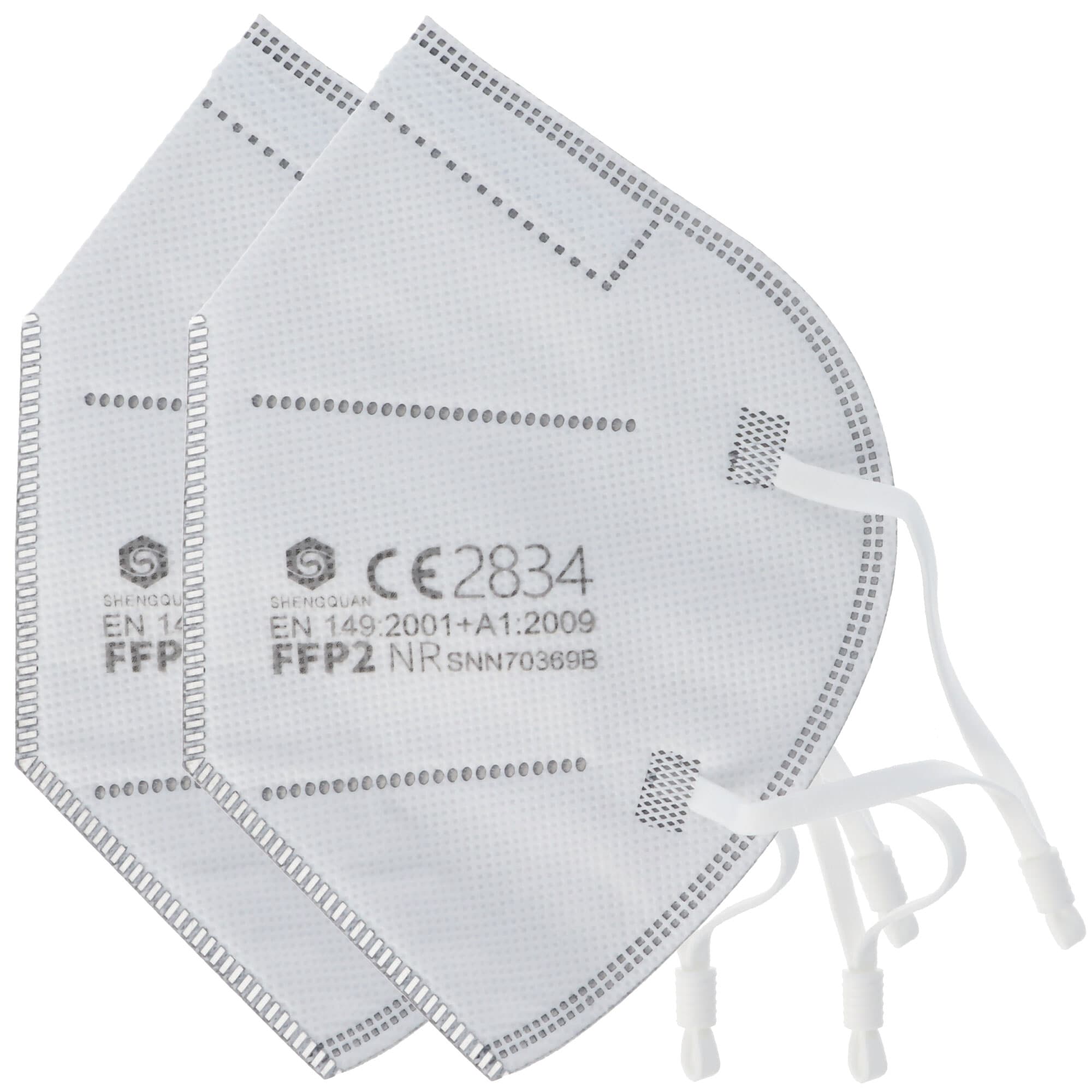 Masque de protection FFP2 2 pièces 5 couches sans valve, certifié selon DIN EN149: 2001 + A1: 2009, demi-masque filtrant les particules